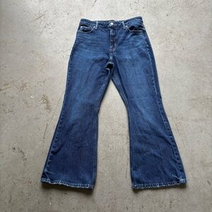 High-waisted 90s flared blue denim jeans